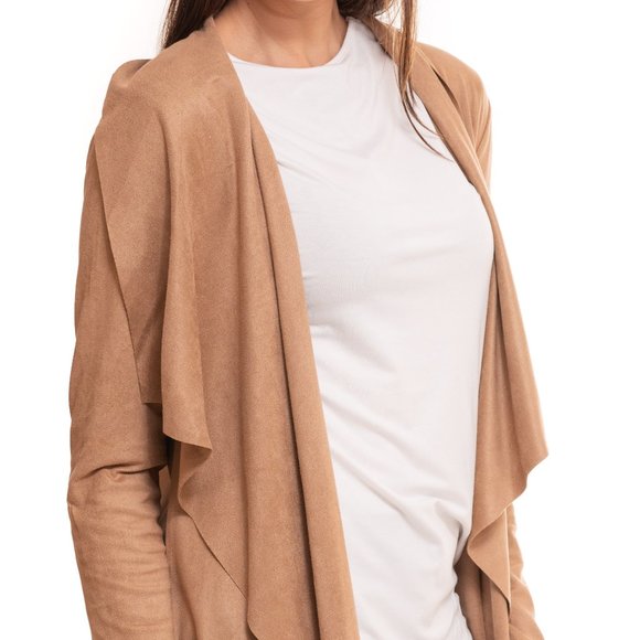 Vecceli Italy Women's Milano Faux Suede Luxe Cardigan - Picture 3 of 4